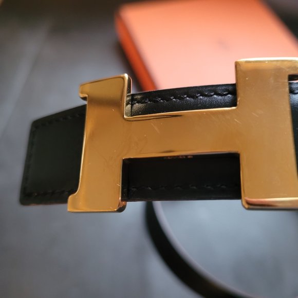 Hermès Epsom Swift Gold Constance H Reversible Leather Belt76 - Picture 3 of 7